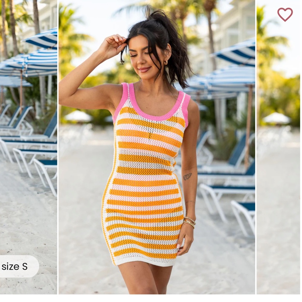 Striped Pink and Orange Knit Dress
